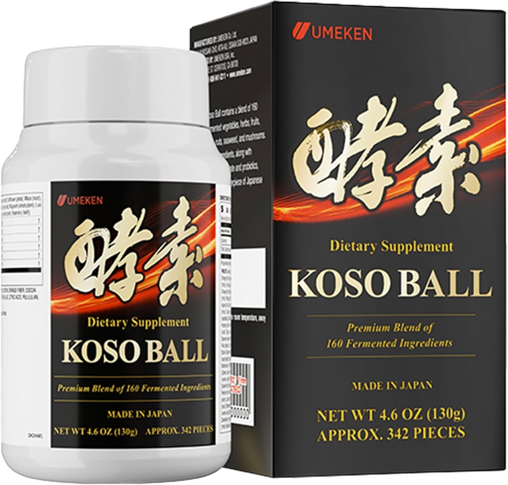 Koso Ball 注入纯160发酵物、支持胃和肠道健康、免疫健康、日本全面健康与平衡营养补充剂、小342块、包1