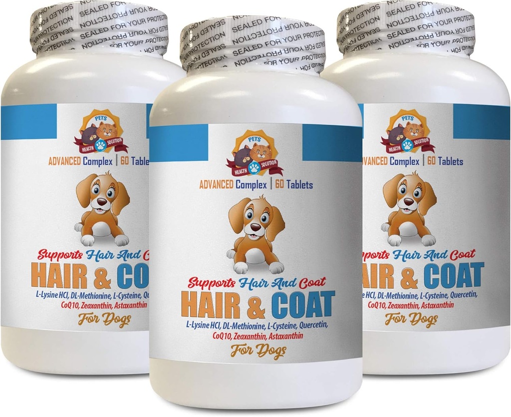 狗的Immune Boost - 狗发和炭健康 - 皮肤痒减轻 - 钉子健康 - 狗抗氧化剂补充剂 - 3瓶(180片)