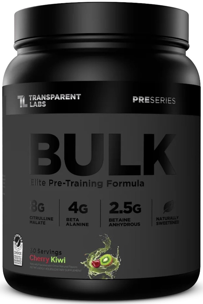 透明实验室 Bulk Black Pre Workingout -- -- 临床上为Beta Alanine Powder, Citrulline Malate, & Cafeine -- -- 30名服务员、Cherry Kiwi为男女提供的无糖预做