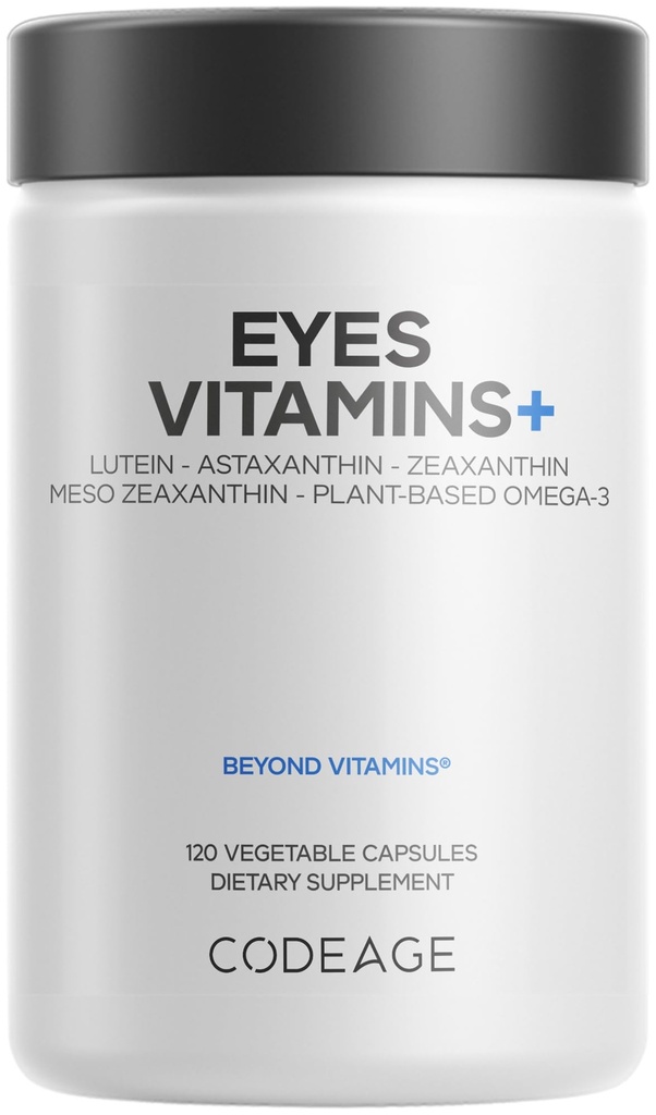 密码眼维生素 - AREDS 2 基于公式的补编 - 2-月供应 - 维生素 A, C, E, Zinc, Lutein, Astaxanthin, Zeaxanthin, Eyebright, Marigold, Bilberry, Saffron, Omega-3-120 Capsules