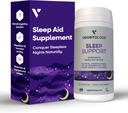 睡眠支持 Vegan 补充品(60 Capsules)——成人和儿童深眠补充品——睡眠冷静食品补充品——健康睡眠援助——帮助睡眠的补充品