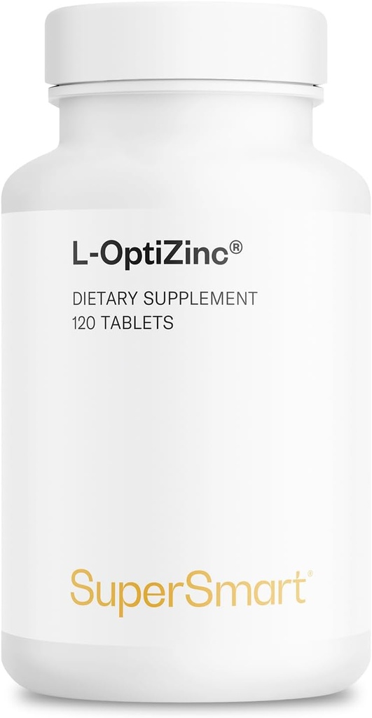 SuperSmart - L- OptiZinc 每天30mg (Patted & High Biocable) - 锌甲基安非他明补充 - 天然甜味 QQ Non-GMO & Gluten Free - 120 片