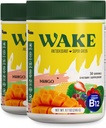 Wake 抗氧化剂超级绿地, 绿地粉以减压Bloat, Spirulina和Chlorella, 维生素B12, 非GMO, 女性健康消化, 酶, Probiotics, Acai Berry & Camu Camu, 2 pcs, 1 成本