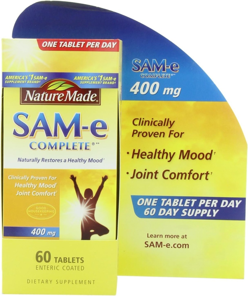 Nature Made SAM-e Complete 400 mg. 平板电脑(帮助支持健康的Mood & Joint Comfort) 价值大小 60 cm