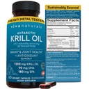 自然万岁 南极磷虾油 Omega 3 补充品 1250 mg - DHA EPA Omega-3 & Astaxanthin 联合健康浓度,无鱼 Burp - 60 Krill 油囊