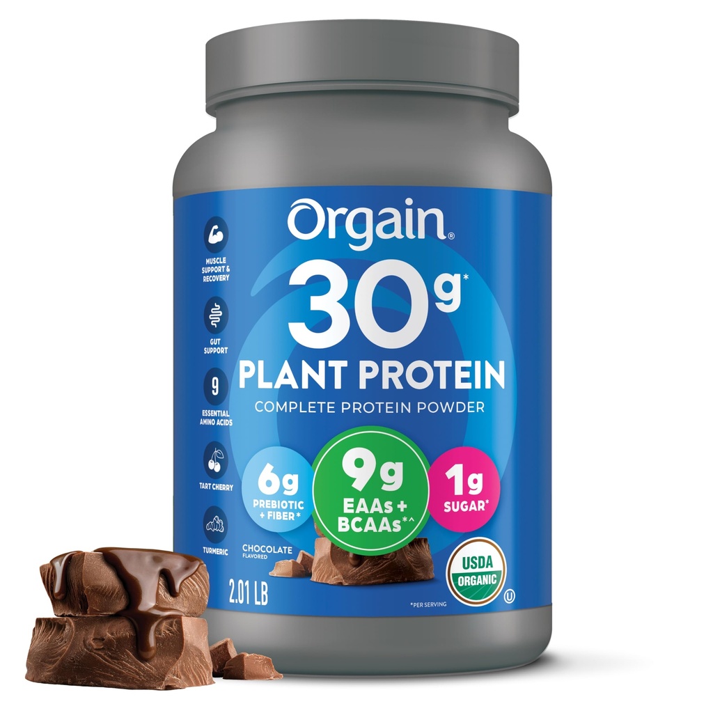 Orgin 有机30g Vegan蛋白粉,巧克力9g EAAs + BCAAs, 植物蛋白, 6g Prebiotic + Fiber, 1g 糖, 预研, 肌肉支持 + 回收 - 2.01lb (包装 May Vary)