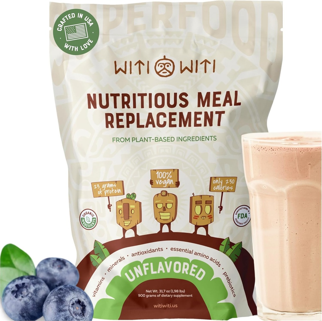 WitiWiti Vegan Meal Modern, Unforward -- -- 植物蛋白粉 23g -- -- 超级食品、绿皮素、先生素、维生素和矿物 -- -- 乳制品和葡萄糖免费 -- -- 15 Svgs,所有女性和男性的摇摆