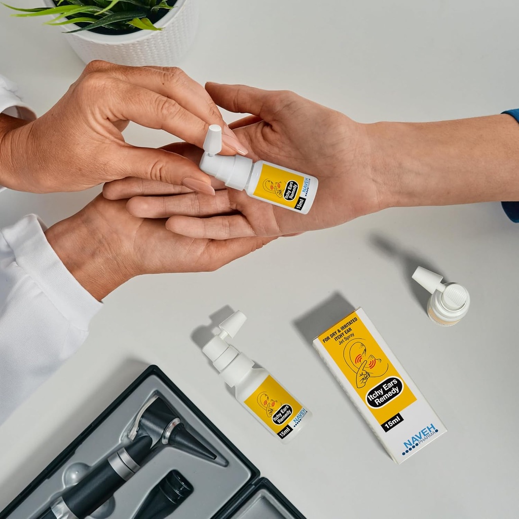 NAVEH PHARMA 耳痒清除和减轻痒伤 治疗耳痒的所有原因 喷雾治疗 Eczema 和堵塞的耳朵救济(1 Fl Oz + 0.5 Fl Oz)