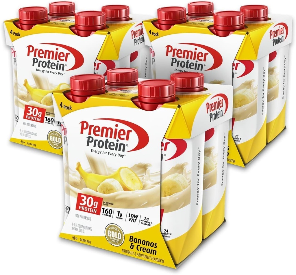 Premier Protein iiEjNj 30g Protein Shake, 11 fl oz瓶,香蕉 12 count (2 Pack)