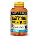 MASON 天然钙 600 mg,配有维生素D3,100天供应,支持健康骨骼和正常肌肉功能,咖啡摩卡Flavor,100 Chewables
