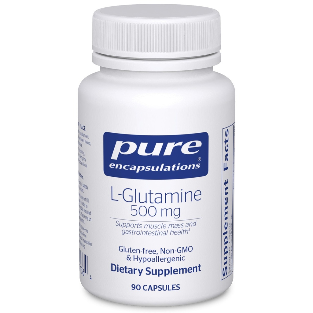 纯封装L-Glutamine 500 mg - 对免疫和消化支持、Gut Health和Lining、代谢和肌肉支持的补充* - 配有Free-Form L-Glutamine - 90 Capsules