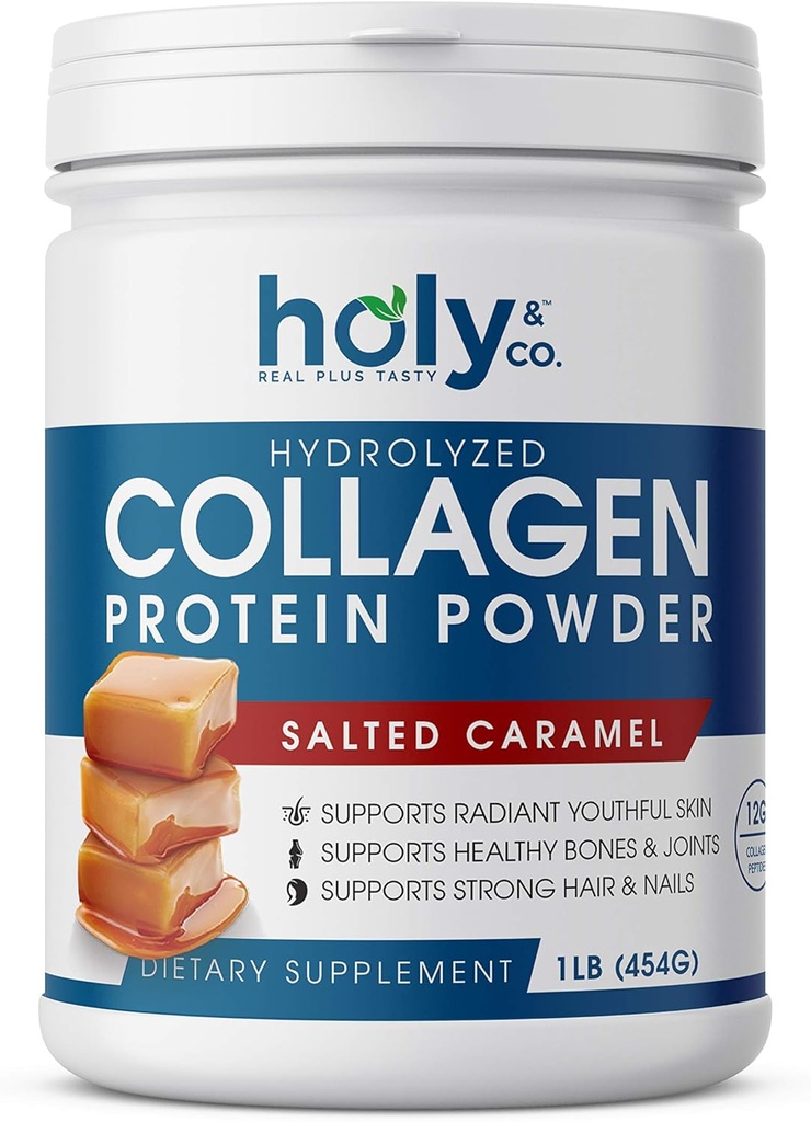 圣和Collagen Peptides蛋白蛋白蛋白粉,供男女使用 -- -- 非GMO、Keto/Paleo Friendly、Kosher和Gluten Free -- -- 盐焦糖16oz(1LB)
