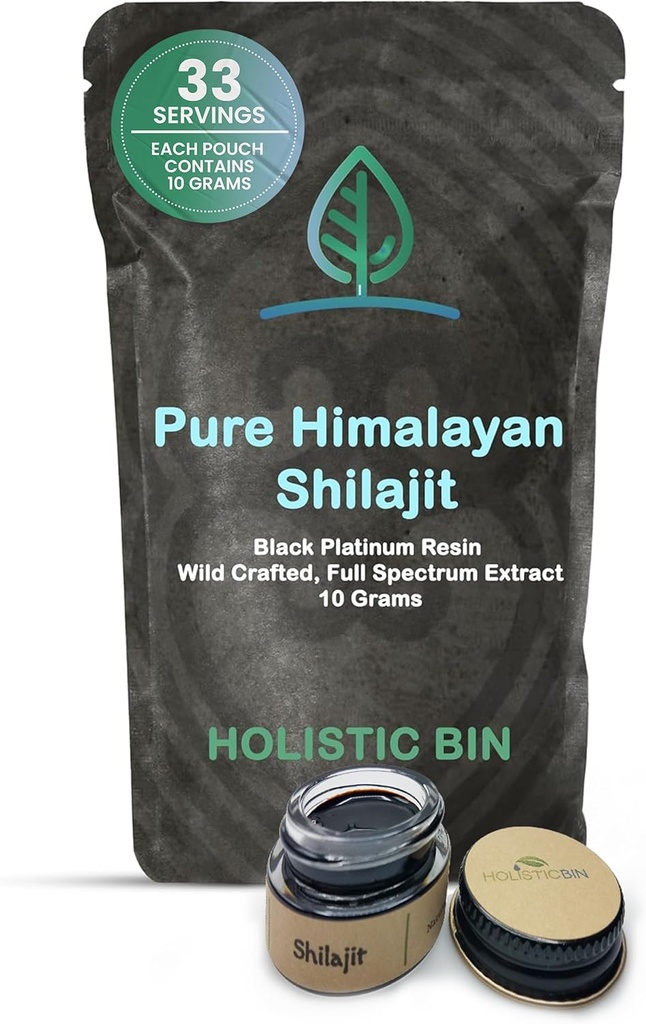 整体性 Bin Shilajit Resin - 喜马拉雅语 Fulvic & Trace - 黑白素 Resin - Shilajit 提取 - 混入液体 - 服务泉水 包含 - 10g