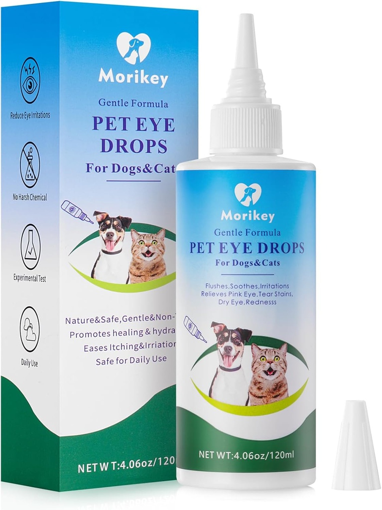 Pet Eye Drops,Gentle & Safe Dog Eye Drop for Information, Relieve Eyes 痒痒症和刺激症,Remove 泪水栓,所有动物的安全,4.06oz,120ml