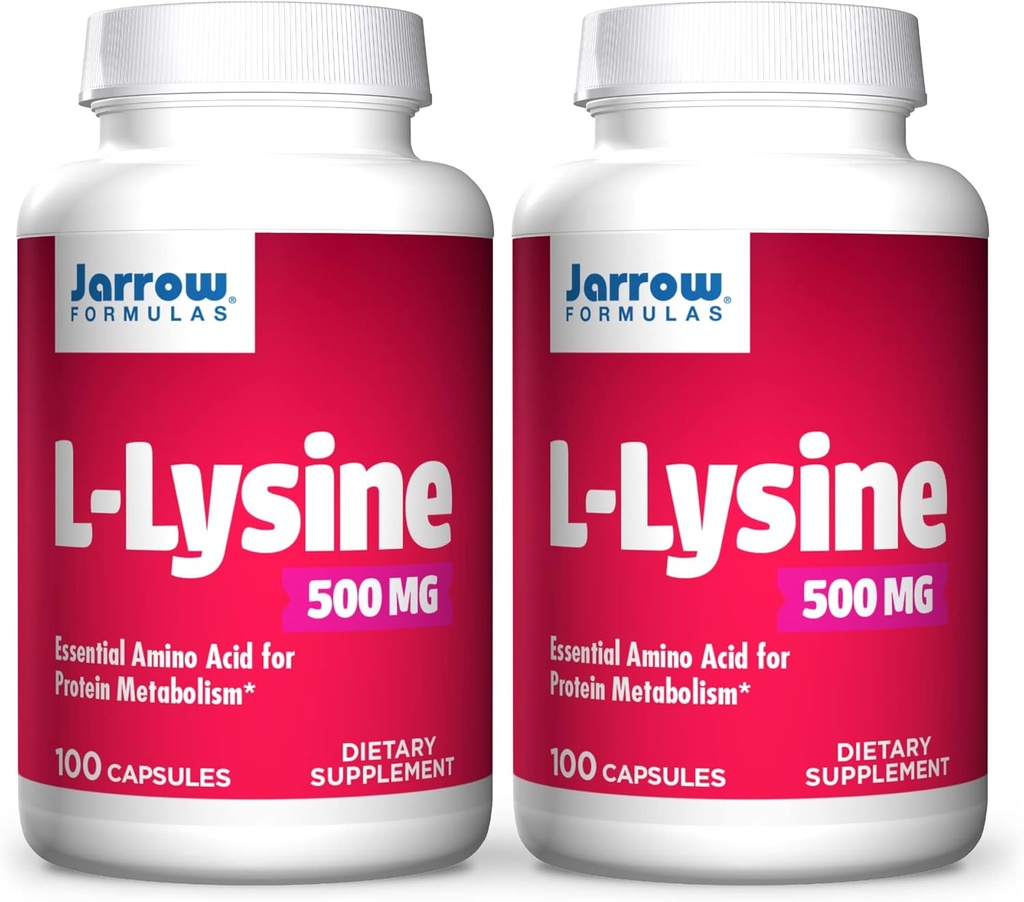 Jarrow Formules L-Lysine, 协助蛋白质代谢, 500 Mg, 100 Counter (Pack of 2)
