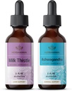 HERBAMAMA 草药液滴 Kit - 牛奶茶叶抽取和 Ashwagandha 根茎的套装 2 fl oz - Vegan, 非 GMO, 糖和无酒精 - 2 包
