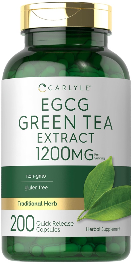 Carlyle EGCG Green Tea Excret Supplement | 1200mg | 200 Capsules | 非GMO 和 Gluten 免费