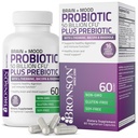 Bronson Brain + Mood Probiotic 50亿CFU Plus Prebiotic 配有 L-Theanine, Bacopa 和 Rhodiola Non-GMO, 60 蔬菜卡普尔