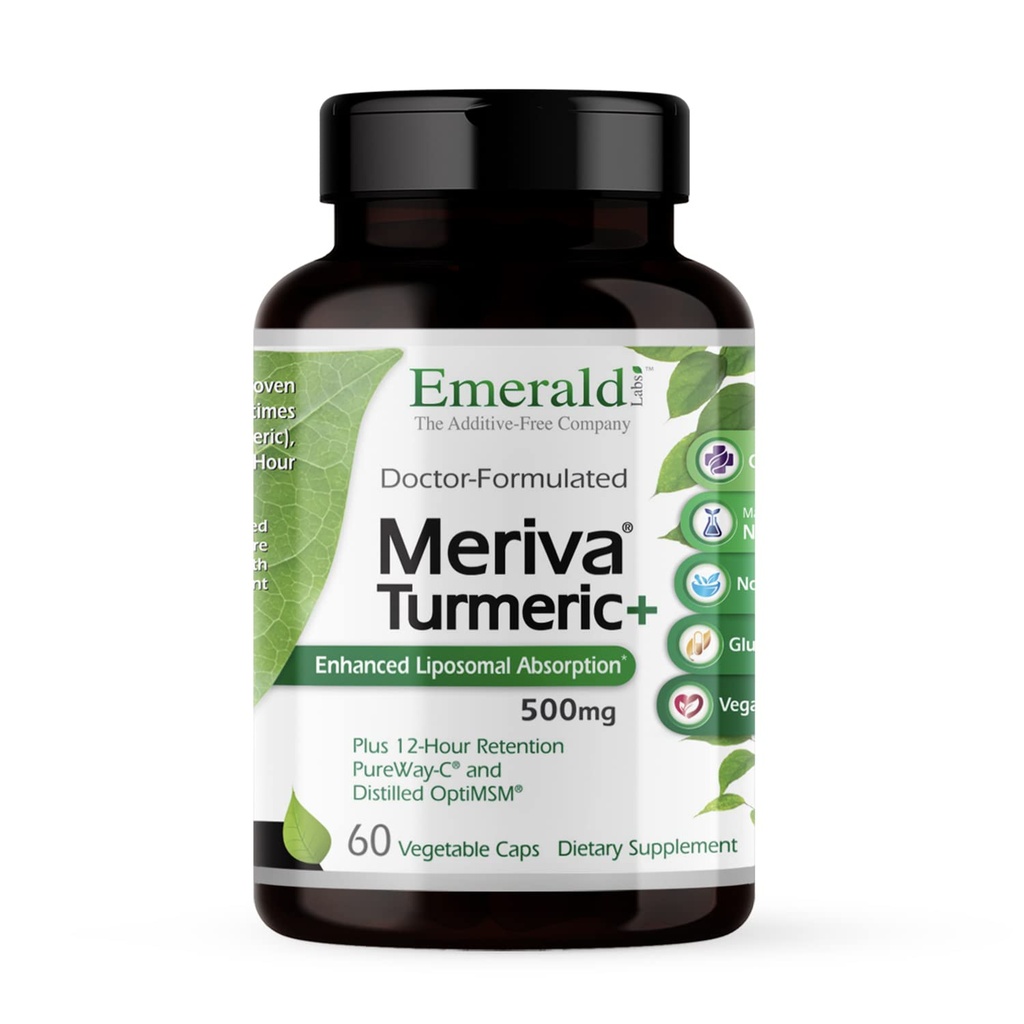 Emerald Labs Meriva Turmeric Plus - Meriva Turmeric, PureWay-C Vitamin C & OptiMSM - 支持联合健康与免疫反应 - 60 蔬菜罐头(最多60天供应)