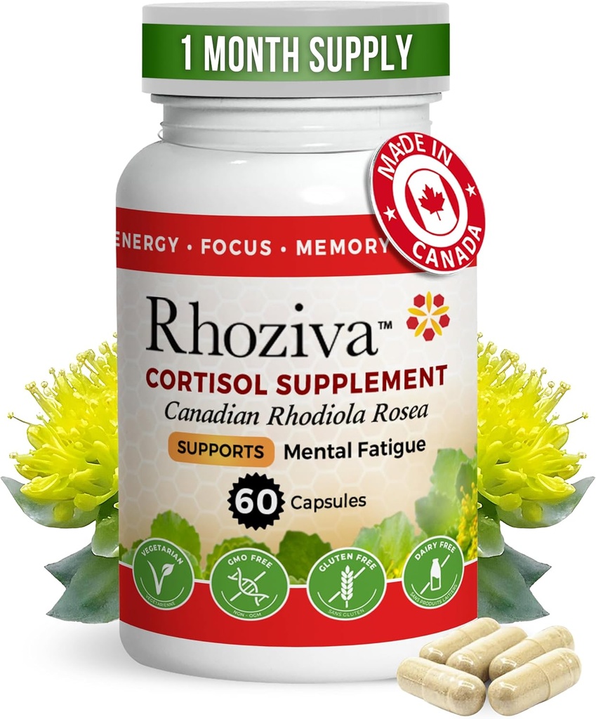 Rhodiola Rosea补编 - Cortisol补编,5:1 聚焦、记忆、冷静和应激救济的根提取、非GMO、无葡萄糖、维生素和矿物-60卡普尔