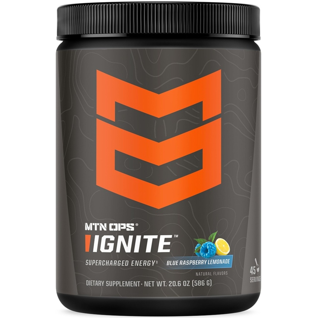 MTN OPS Ignite 能源饮料粉,Gluten 自由诺热带补充饮料 混合饮料,L Arginine,L Citrulline,Cafeine & Notropic 自由糖饮料 混合饮料,45种服务,蓝莓柠檬汁