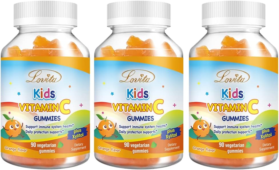 Lovita Vegan Vitamin C Gummys for Kids, Great Tasting Profile, Imunet 函数支持 维生素 C 150mg / Daily Services & Xylitol, Natural Orange Flavored, 90 Gummys (第3页)