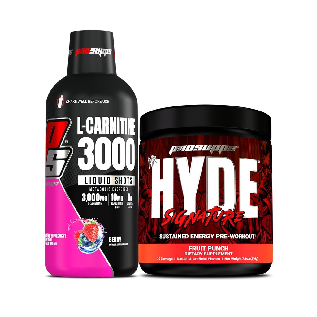 PROSUPS L-Carnitine 3000 无兴奋剂液体射击(Berry)和Hyde先生签名系列