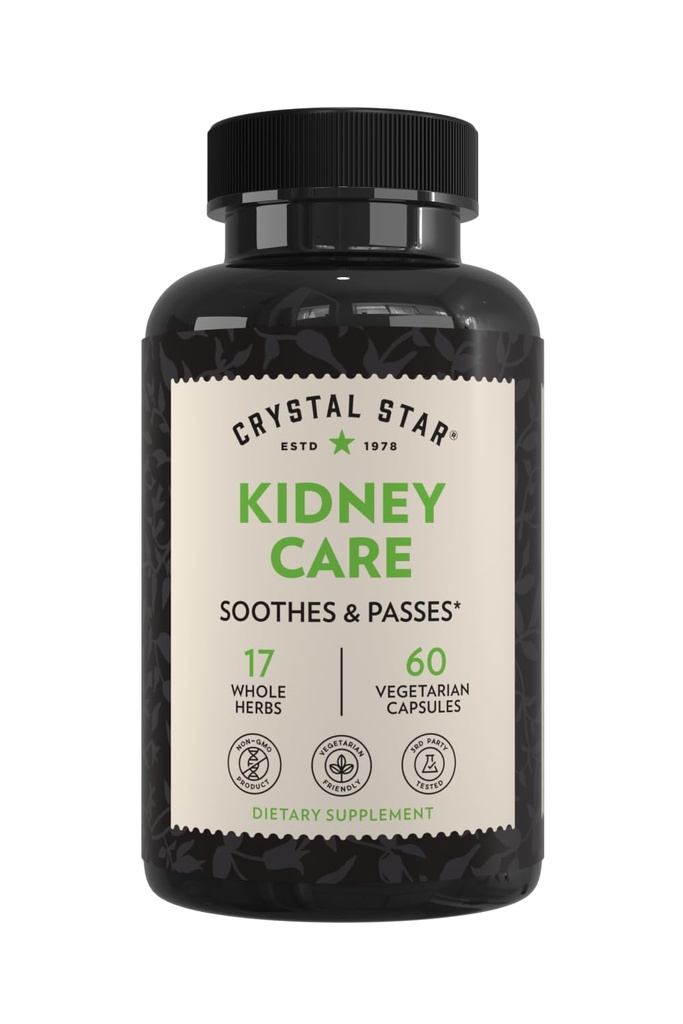 Crystal Star Kidney Care (60 Capsules) – 肾脏清洁,解毒和支持的草药补充剂 - 石根, Gravel Root & Hydrangea Root - 非 GMO