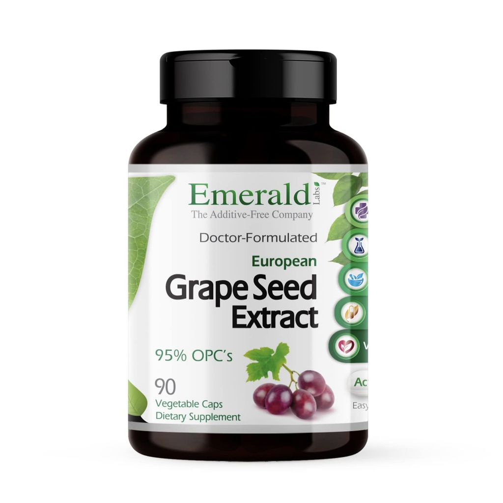 EMERALD LABS 欧洲葡萄种子提取 - 抗氧化剂和免疫支持补充 - 支持健康血液流动 - 90个蔬菜罐头(90天供应)