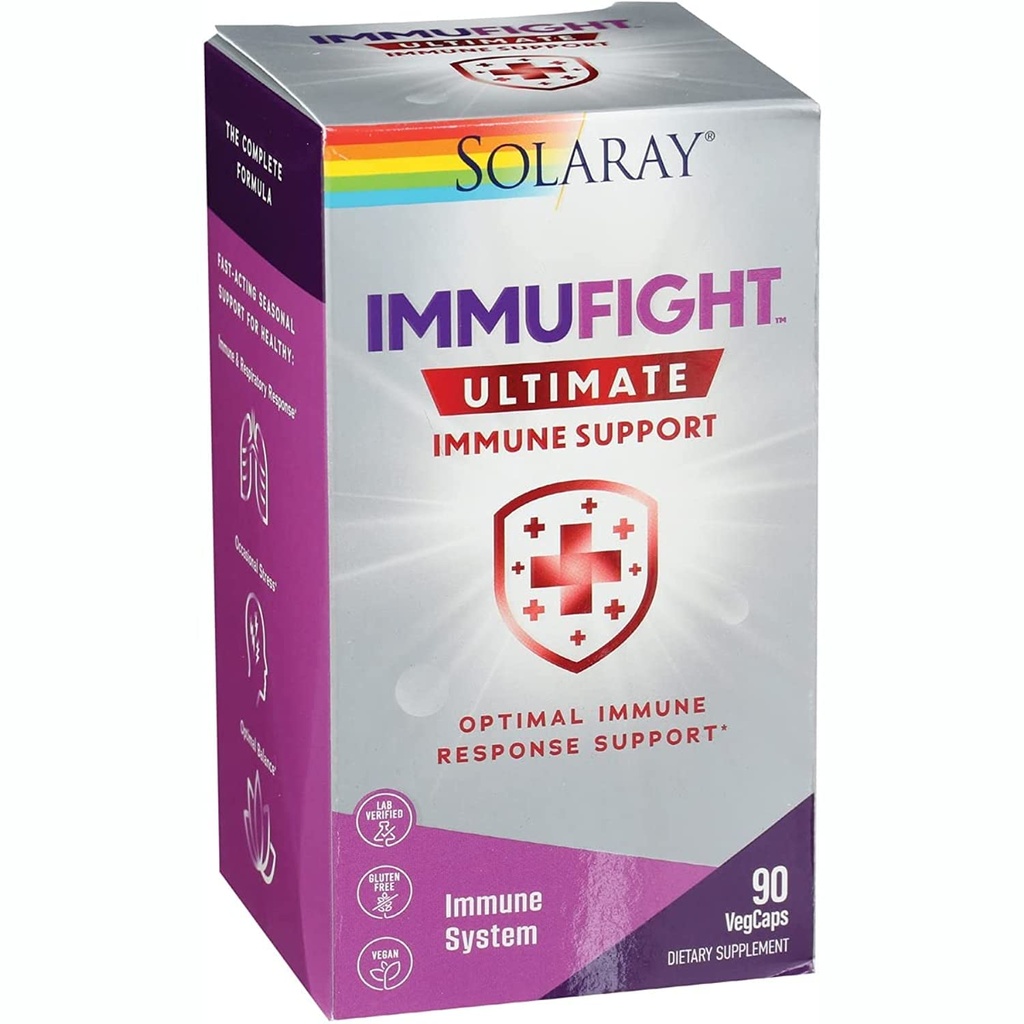 SOLARAY Immuy Fight Ultimate Immune Support QQ 健康反应公式 w/维生素C&D,锌,草药QX 10 Serv,90 Veg Caps