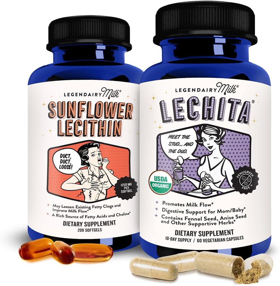 传说中的牛奶 太阳花莱西丁 + Lechita - 牛奶供应增加和堵塞的母乳喂养补充剂 牛奶粪便 - 牛奶流动和奶泡生产的乳液补充剂
