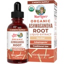 MaryRuth 有机体 Ashwagandha Root USDA 有机体 Ashwagandha 液滴 压力缓解、自然平静、放松和木质支持补编 适应性 纳文 维根 维根 60服务