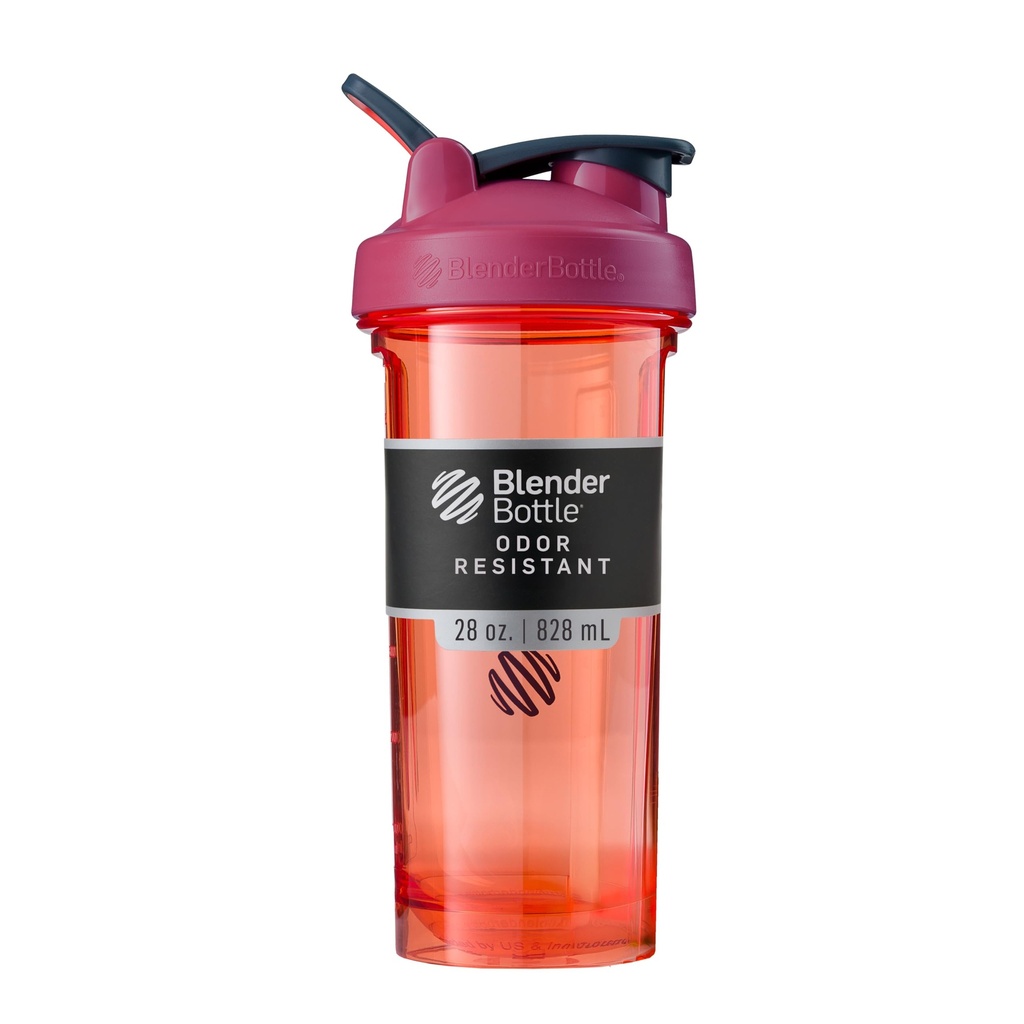 BlenderBottle Shaker Bottle Pro 系列 完美地用于蛋白质摇摆和前期工作,28-Ounce,全彩珊瑚