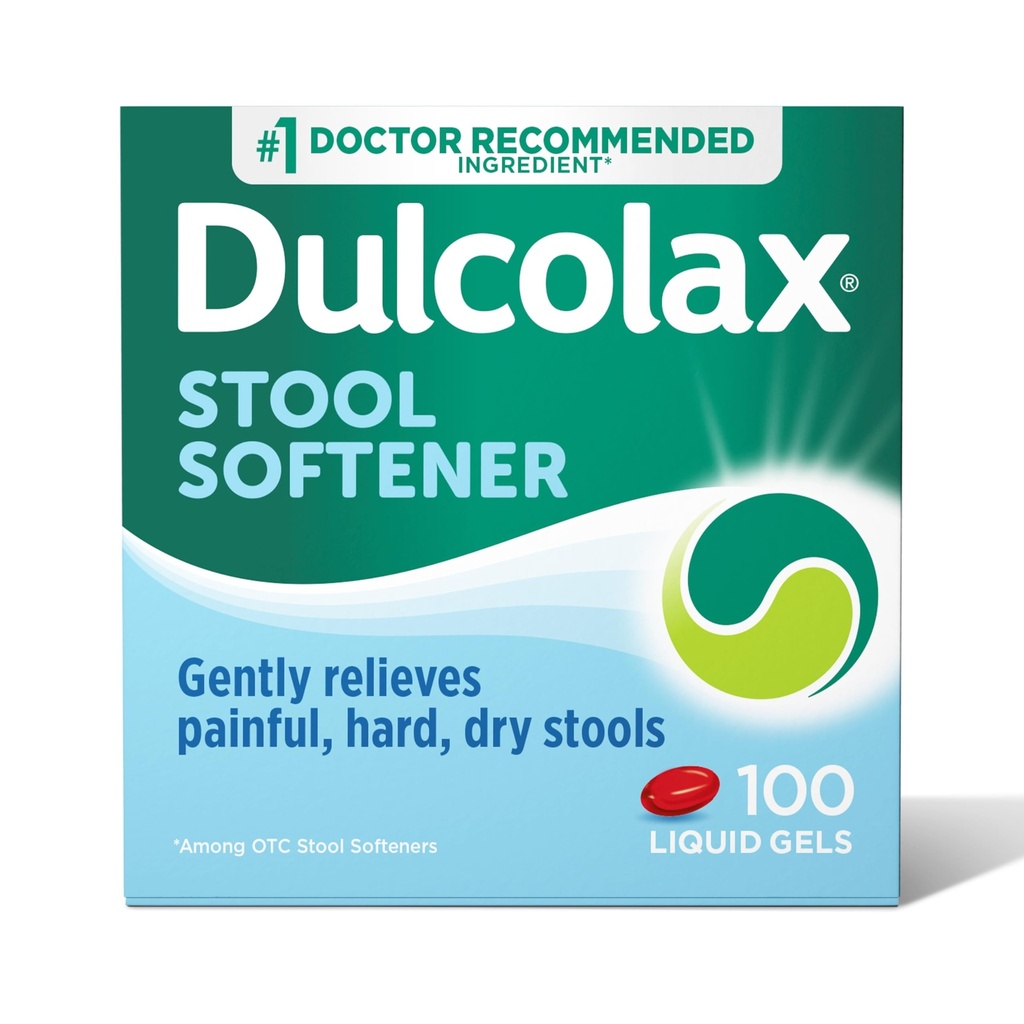 Dulcolax Stool 柔软的氧化液 Gel Capsules, 硬性便秘缓解剂,干燥的凳子, Docuscate Sodium 100 mg, 100 Count