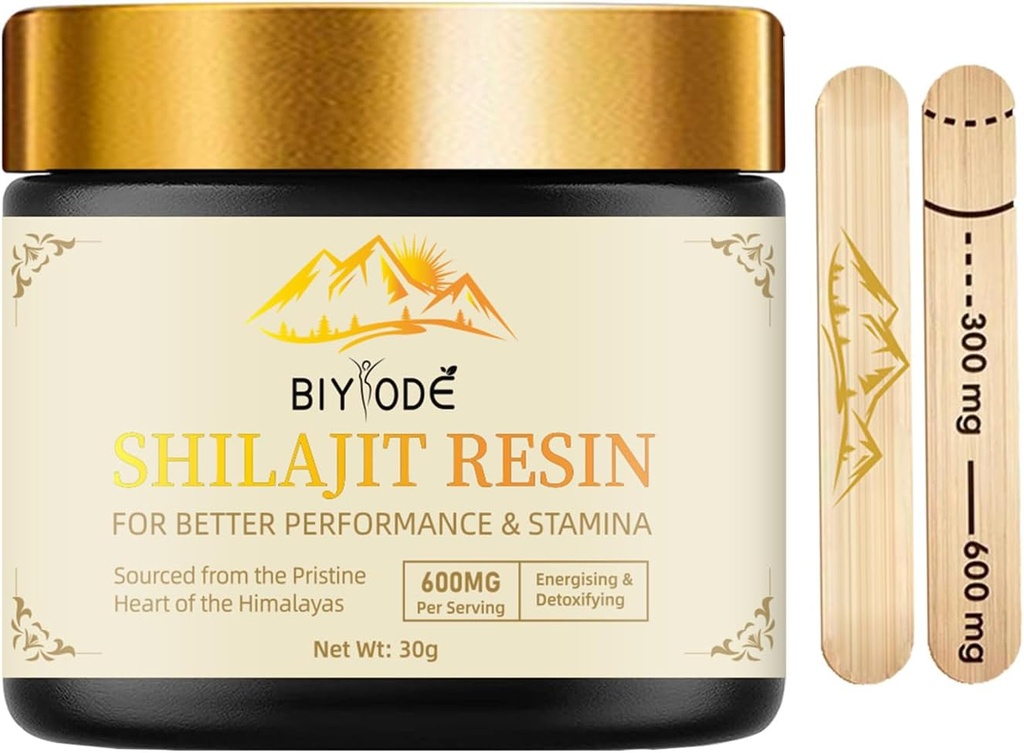 600mg Shilajit 喜马拉雅省Shilajit Resin - 纯金等级 100% 有机Shilajit 含富尔维奇酸和85+ Trace Minerals Complex for Energy & Immune Support for Men and Women 30 grams(1个Pcs)