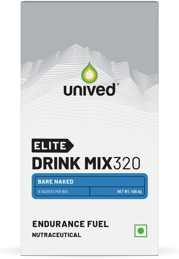 Unive Elite drink Mix 320 QQ 高卡路里能量饮料 2:1 比例 & 80g 碳水化合物 配有 1705mg 基本电解质 QQ 耐力运动饮料 裸体 6 Pack