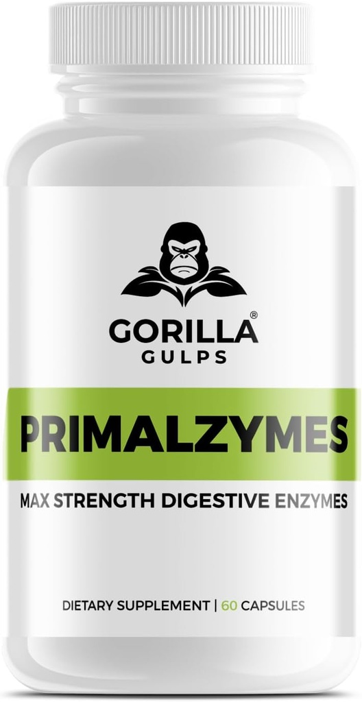 Gorilla Gulps - Primalzymes - 最大强度消化酶,60 Veggie Capsules
