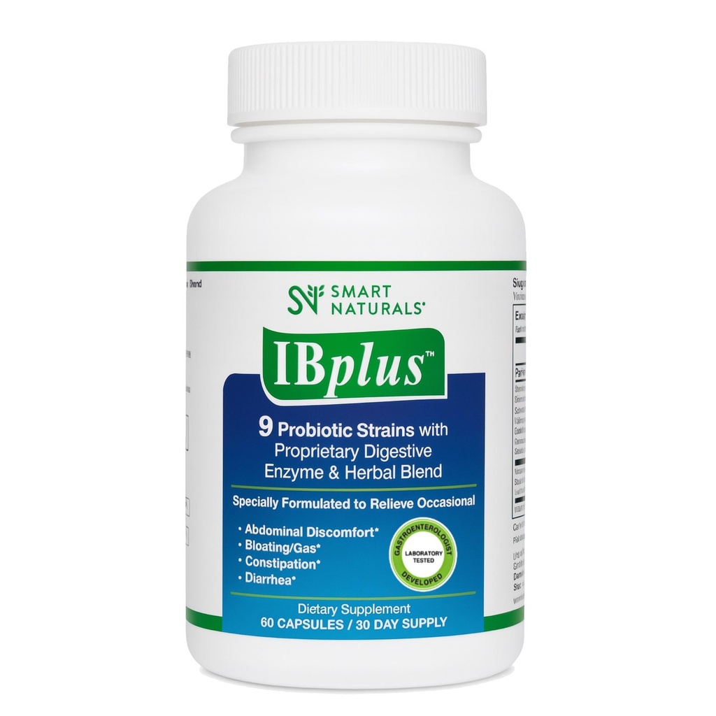 IBplus® Probiotic, 消化酶 & Herbal Blend, 改进公式- 60 Capsules!! for Iritable Bowel - 腹痛,便秘,腹泻, 气体/血液 - 智能自然仪的Propriary公式