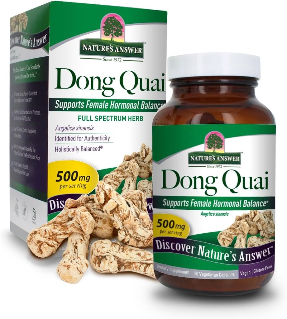 Nature's Answer Dong Quai Root 1000mg – 饮食补充 – 支持女性荷尔蒙平衡 – 非GMO, Vegan, Kosher 认证 & Gluten-free – 蔬菜 Capsules 90ct