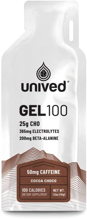 通用Gel 100 - Vegan Energy Gel for Endurance Athletes Runles & Cyclists - 100kcal - Cocoa Choco - 50mg Cafeine - 包装为 6