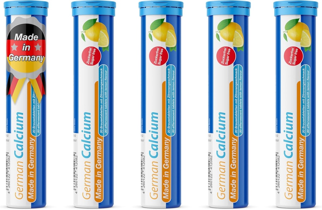 T&D 德国钙 500 mg - 100 Vegan 饮料 Effervescent 药片 - Lemon Lime Flavor - 德国制造
