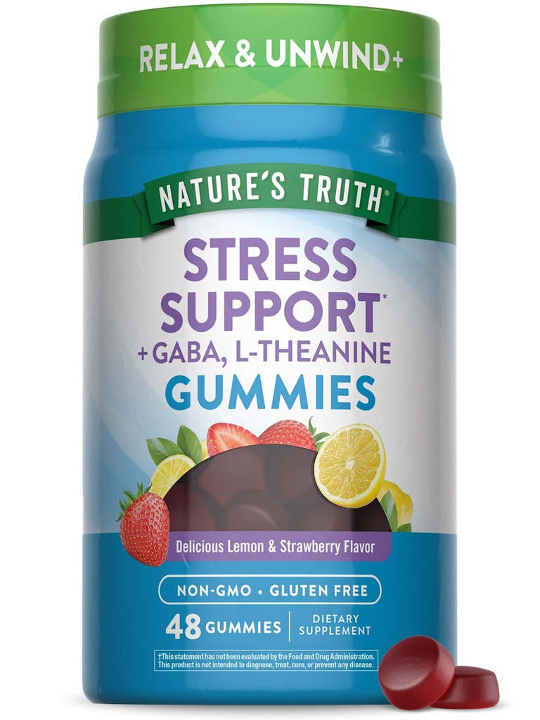 与Gaba、L Theanine、Lemon Balm & Lemon Strawberry Flavor & Non-GMO & Gluten Free Supplement合作的《大自然对成年人的真理压力救济》