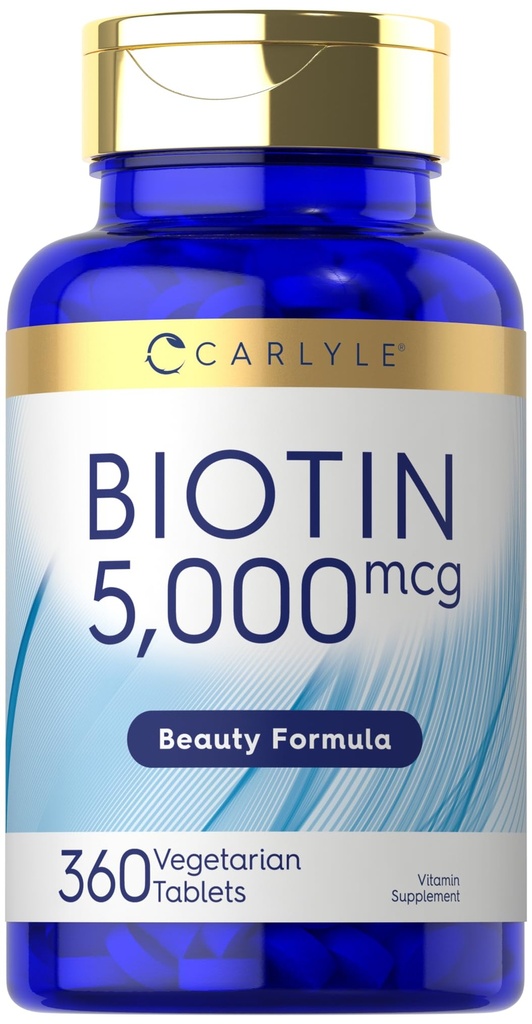 Carlyle Biotin 5000mcg → 360 蔬菜片 → 美食配方 补充 → 非 GMO, Gluten Free