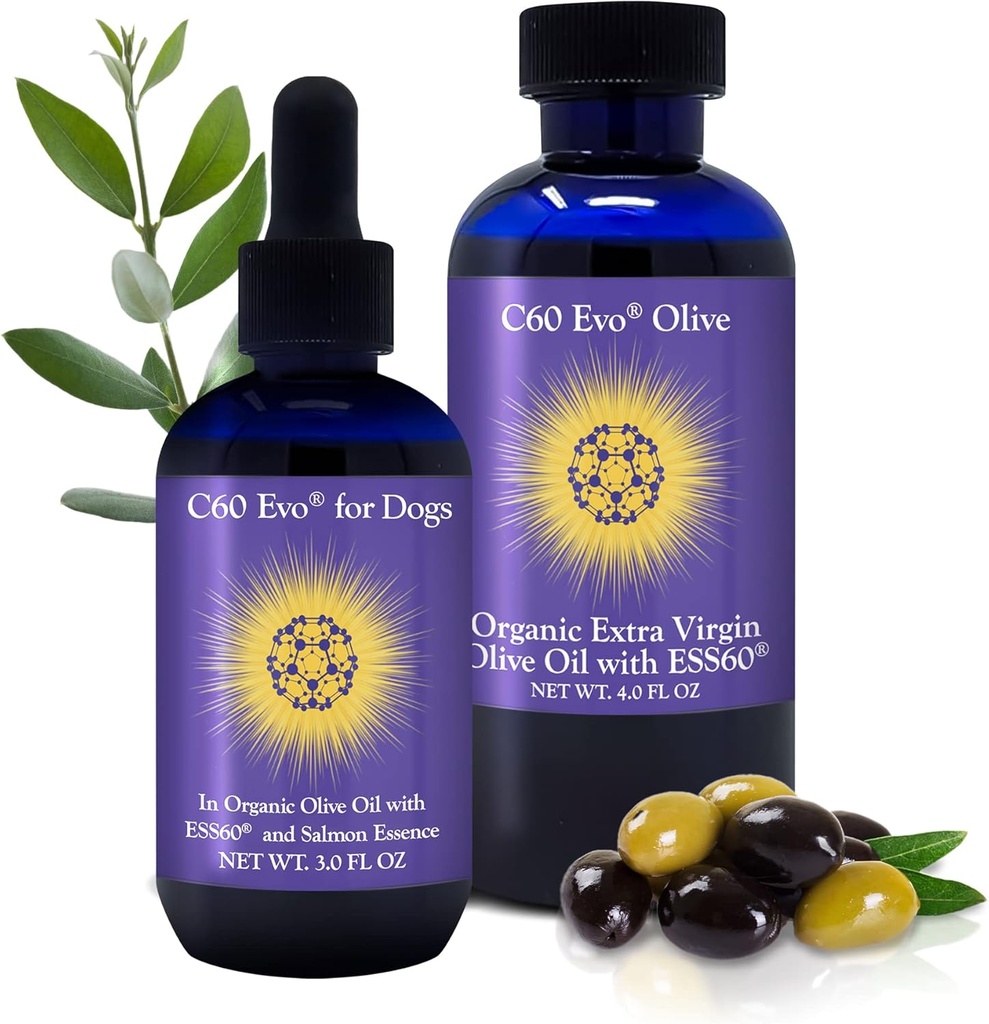 C60 EVO 狗恋人套件 - A Bottle for Each of you, Pure ESS60 in Extra Virgin Olive Oil for Human and Canines, Dog Supplements, Must-Heat Supplies and Dog Products (英语:Must-Heat Supports and Dog Products) 单装瓶给每个人,纯装瓶给人类和卡尼内斯的野生橄榄油中的ESS60