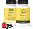 Super Greens Multivitamin Gummys for Kids and Adults - 免疫支持和消化补充剂 - 维生素A,B,C,E,K - Vegan Chewables with 30 Superfoods (2瓶,每瓶60个计数)