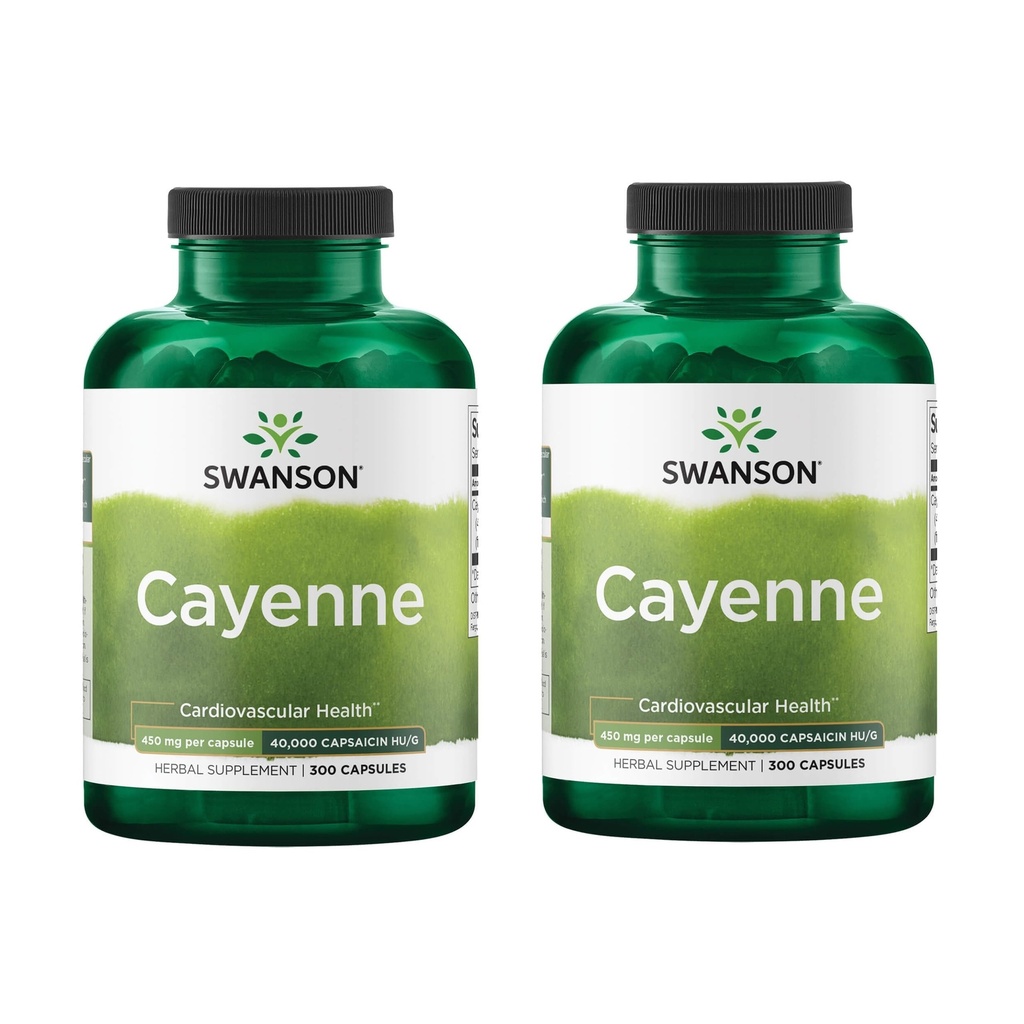 Swanson Cayenne -- -- 草药补充剂,促进文摘、流通和代谢支持 -- -- 自然公式可以支持心脏健康 -- -- (300卡普尔,每包450毫克)(2包)