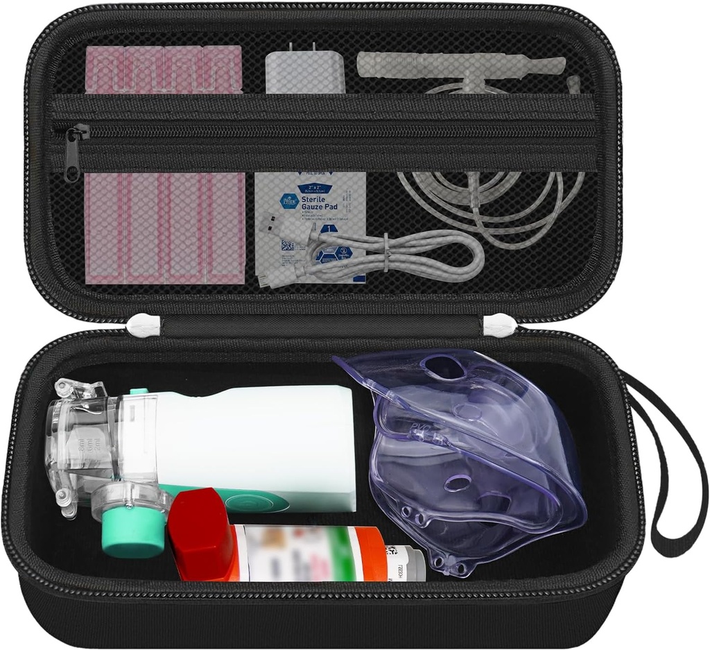 成人和孩子可携带的Nebulier机、Asthma Inhaler 携带袋、Inhaler 空间器存储箱组织者、手持式 Mesh 原子器机器持有器、黑色(只有 CASE)