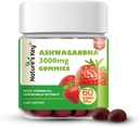 大自然的钥匙升级2.0 Ashwagandha Gummys, 3000mg Extra Potency Ashwagandha Supplement + 配有维生素D2,柠檬浆, & Black Pepper, 用于减轻压力和安眠(60个伯爵,包装为 1)