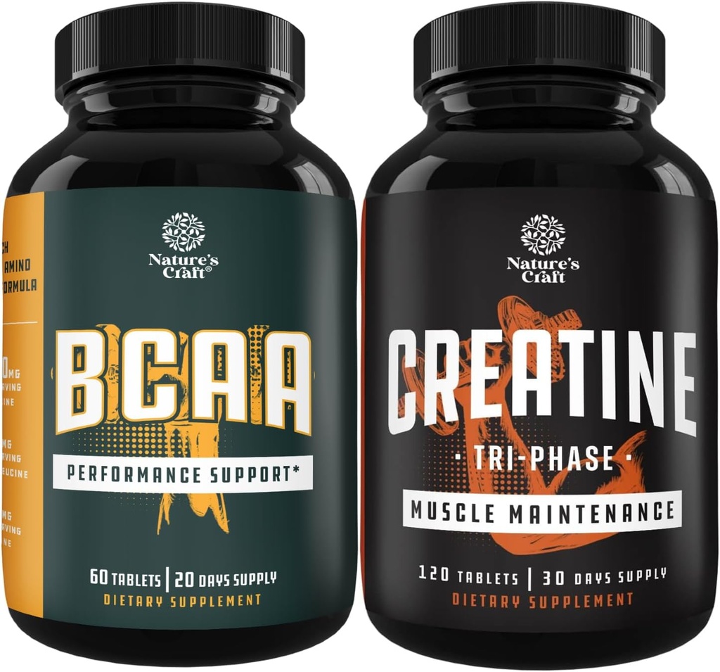 支链氨基酸补充剂和高强度三聚氰酸酯药丸-Vegan BCAA Capsulles 工作后肌肉恢复和生长支持-肌肉质增益器和肌肉恢复