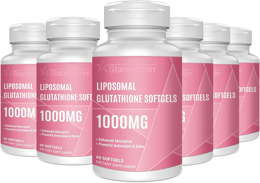 Liposomal Glutathione Softgels 1500MG, 减少Glutathione 补充维生素C, 更好的吸收, 非GMO 强抗氧化剂用于健康老龄化, 解毒, 免疫健康, 360软胶